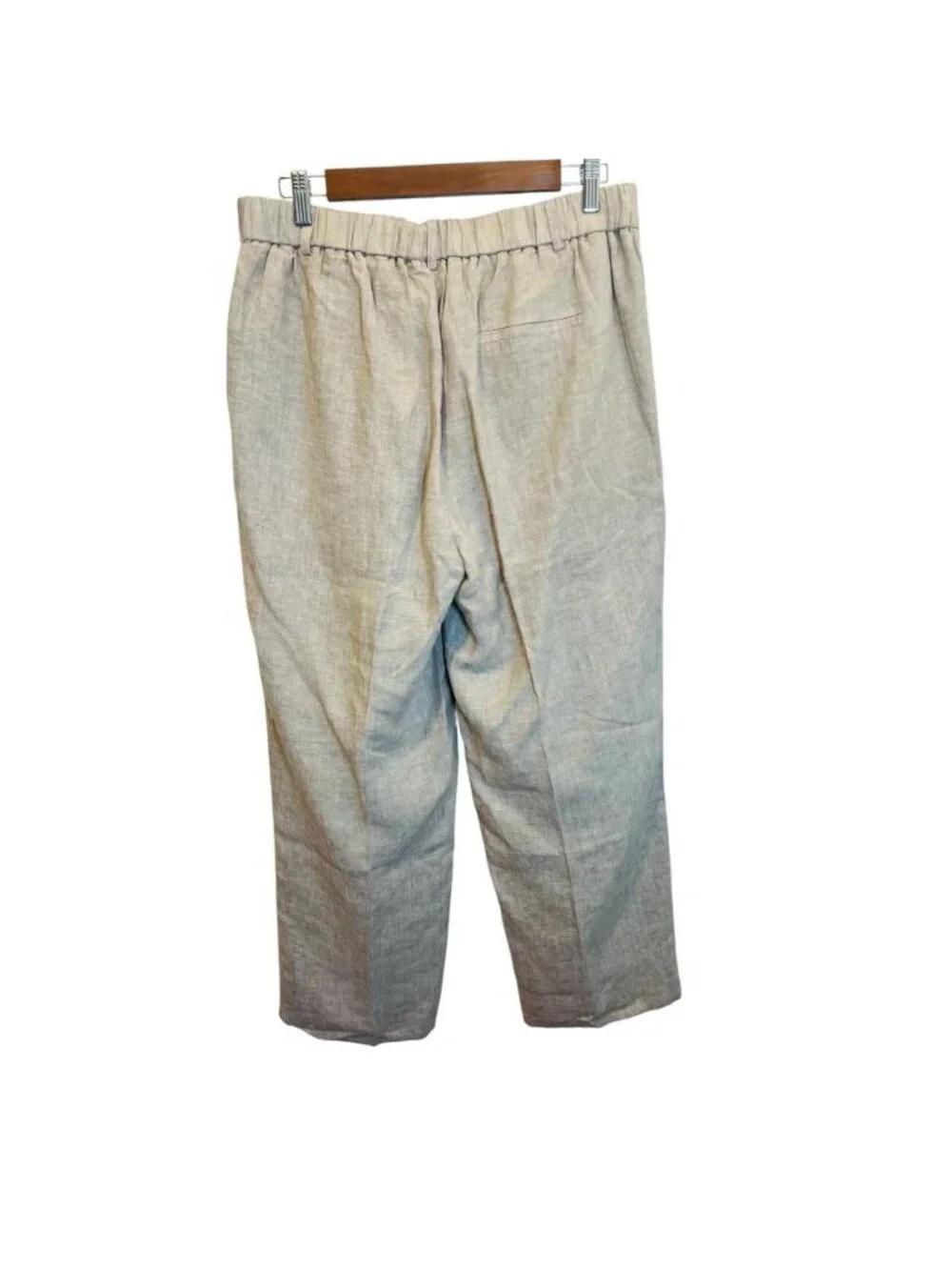Quince 100% European Linen Pleated Trousers Size 14 Flax High Rise Pants Lined